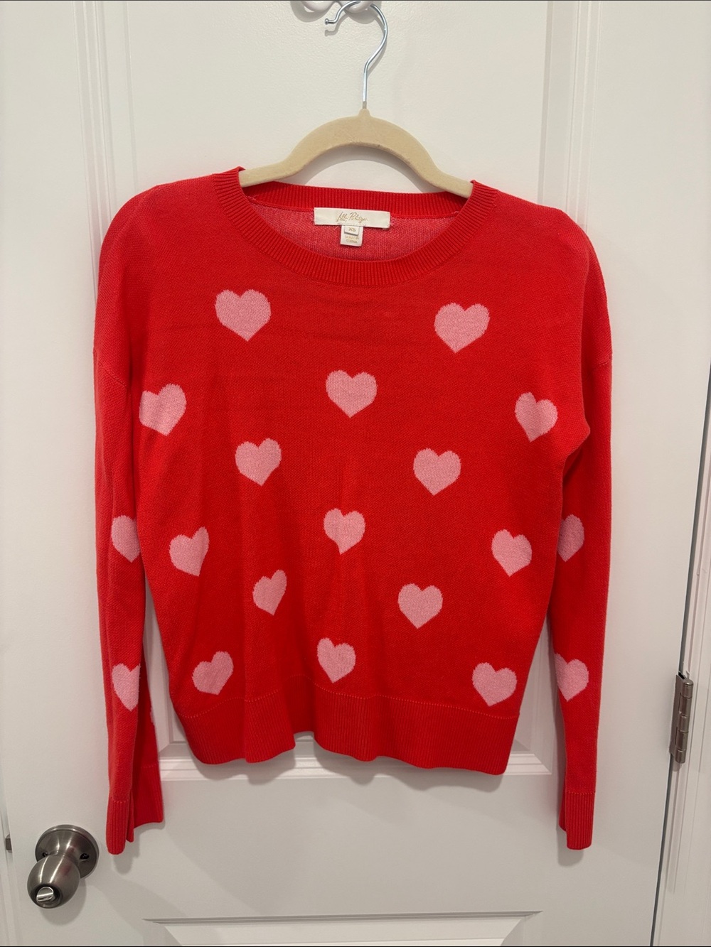 Lilly Pulitzer Red Sweater with Pink Heart Pattern